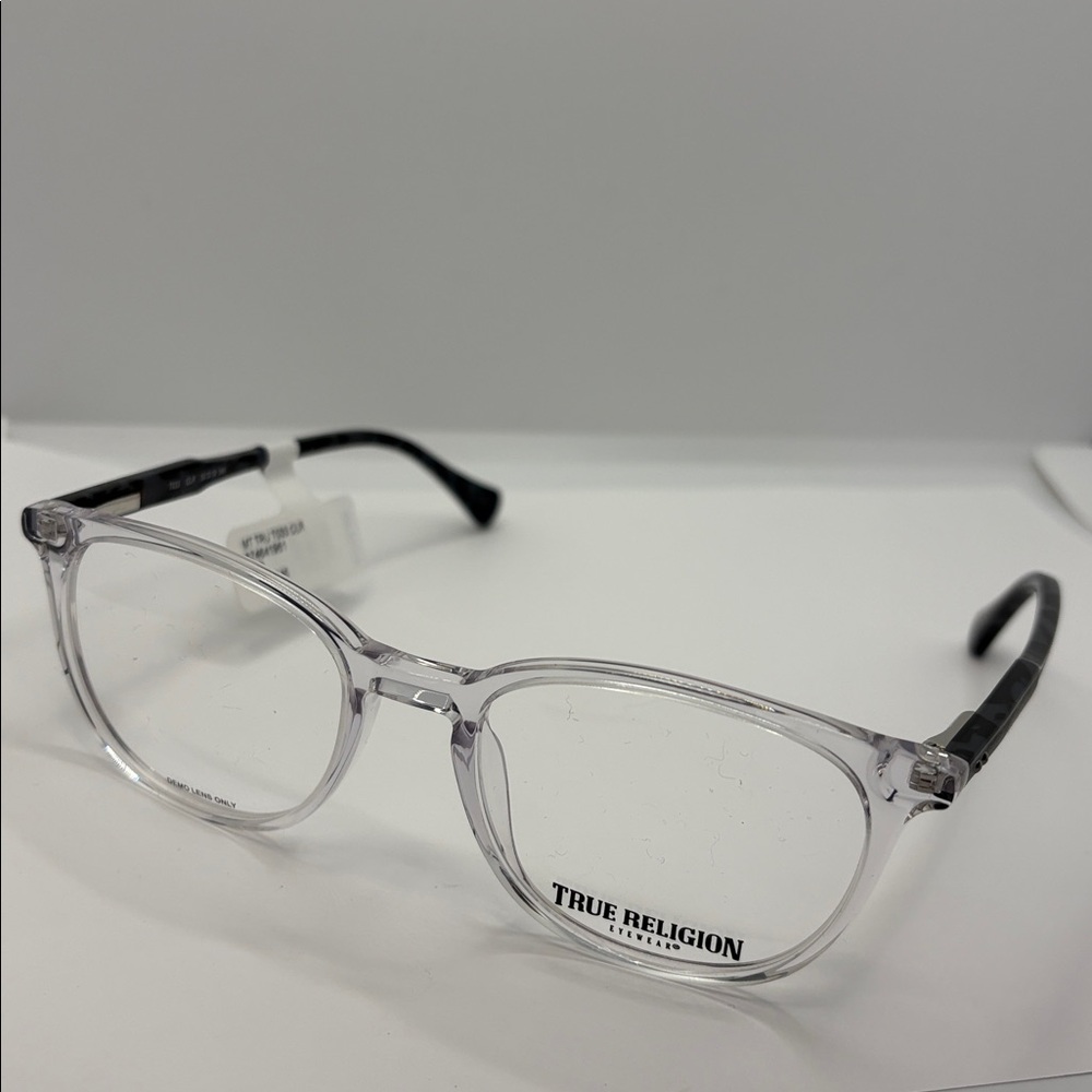 True Religion Men’s Round Eyeglasses Tru T033 Clear blue black 52-19-145 new
